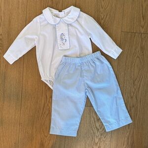 Bailey Boys White and Blue Baby Outfit Set